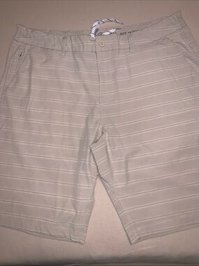 Hang Ten Light Beige Striped Men’s Flat Front Shorts 38
